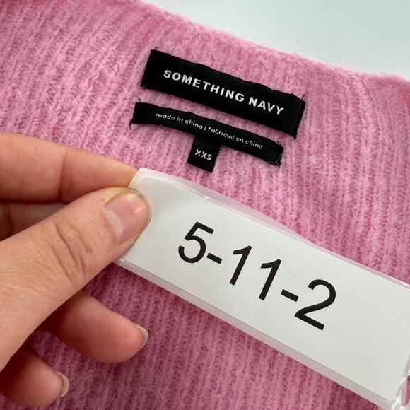 Something Navy Sweater Womens XX Small Pink‎ V Neck Slouchy Cozy RIbbed - Picture 4 of 9